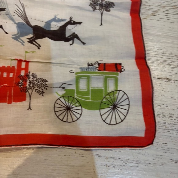 Kimball Pat Prichard Designer Hanky‎ Horses Carriages Castles Original Vintage - Picture 5 of 7